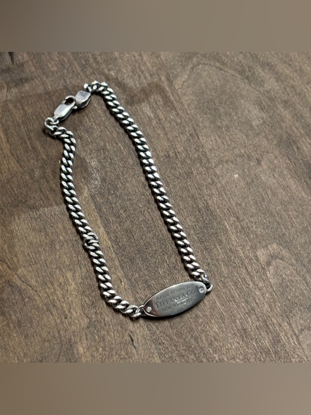 Tiffany & Co Sterling Silver Diamond Return To Tiffany Oval ID Bracelet